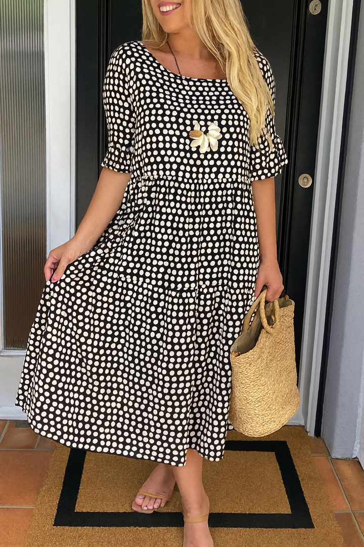 Noémie™ — Robe midi fluide élégante naturelle