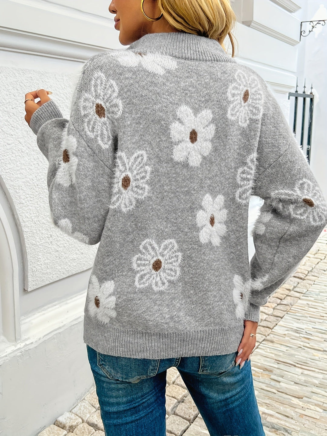 Monique™ – Cardigan fleuri doux intemporel élégant