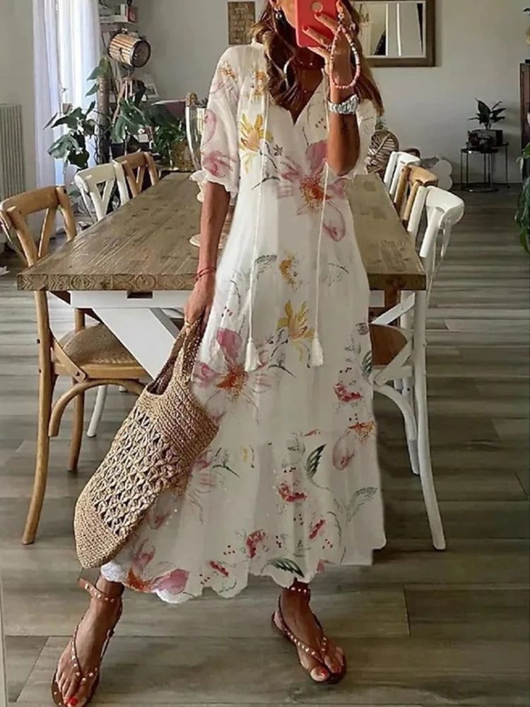 Élodie™ — Robe maxi florale veloutée élégante