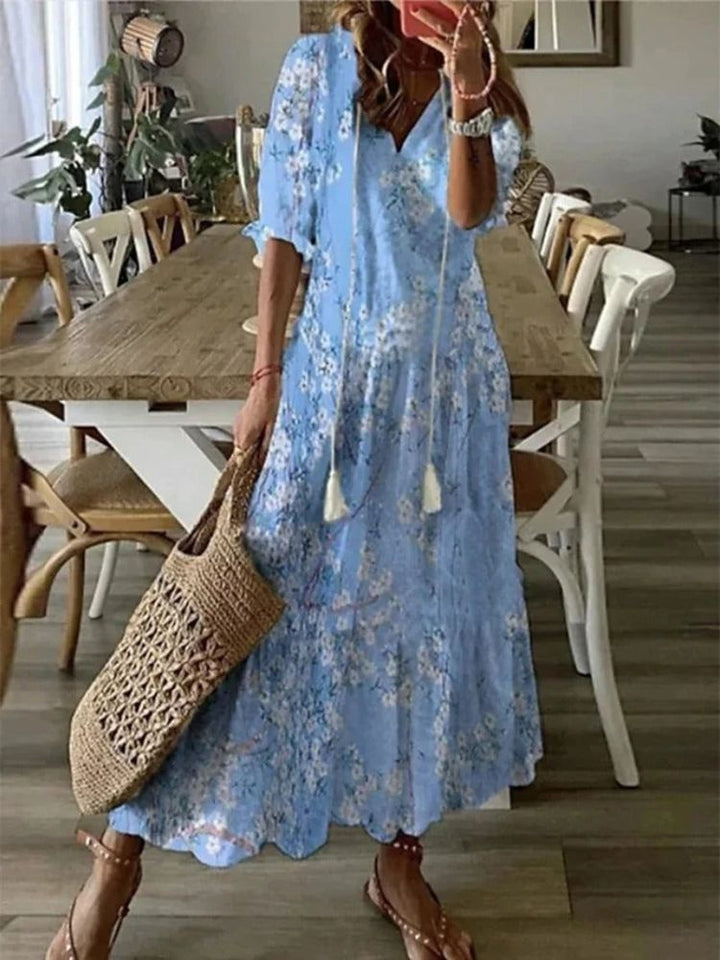 Élodie™ — Robe maxi florale veloutée élégante