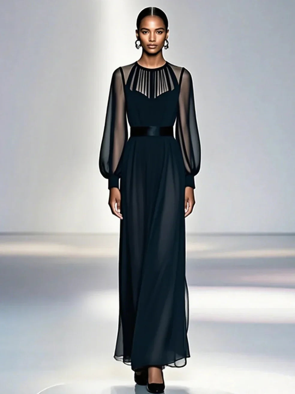 Élisea™ — Robe noire élégante fluide intemporelle