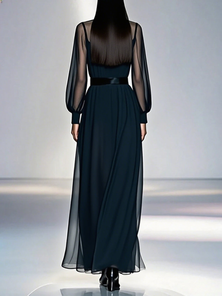 Élisea™ — Robe noire élégante fluide intemporelle