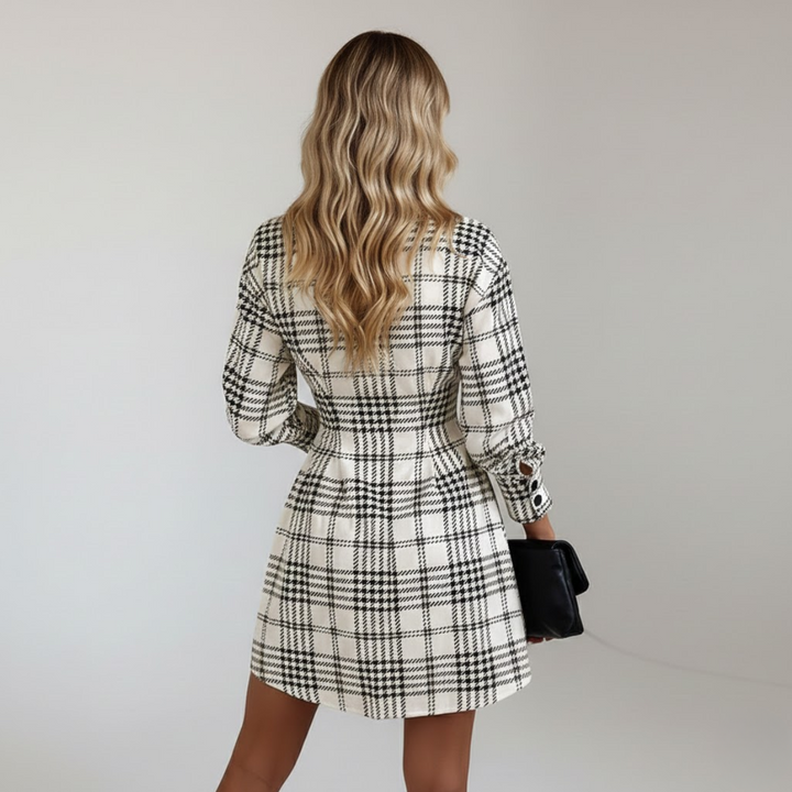 Élise™ — Robe chemise à carreaux élégante