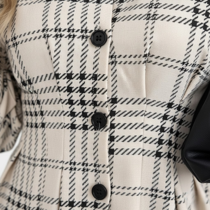 Élise™ — Robe chemise à carreaux élégante