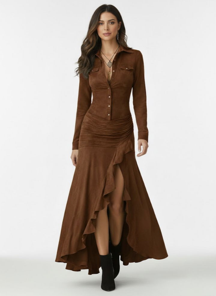 Anja™ — Robe longue fluide à volants