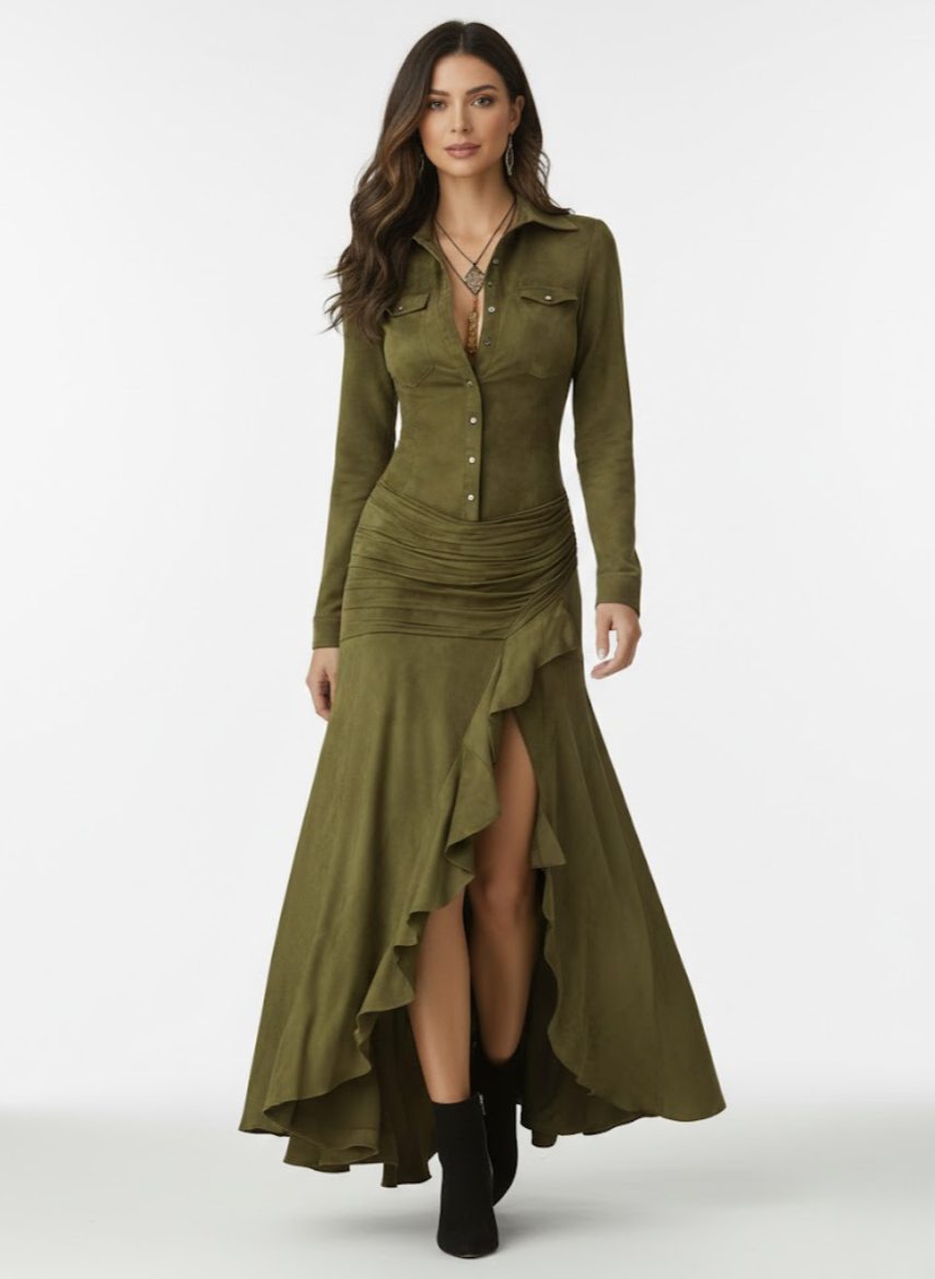 Anja™ — Robe longue fluide à volants