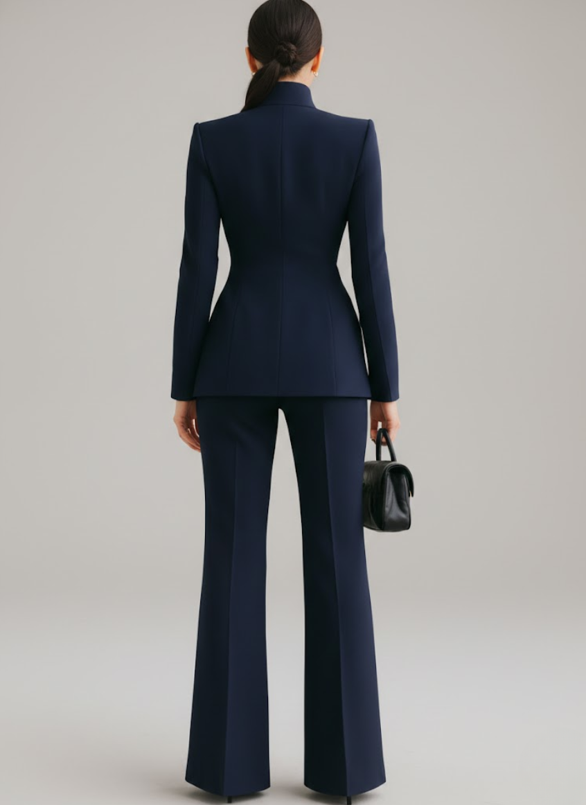 Dominique™ — Tailleur pantalon bleu nuit intemporel