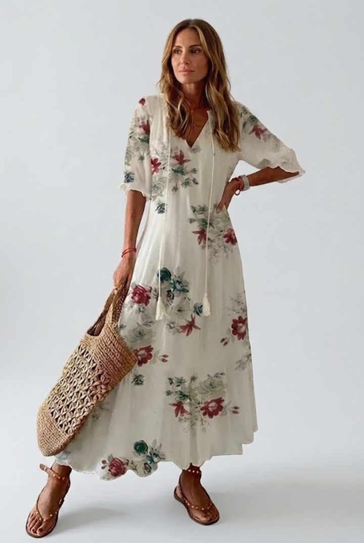 Élodie™ — Robe maxi florale veloutée élégante