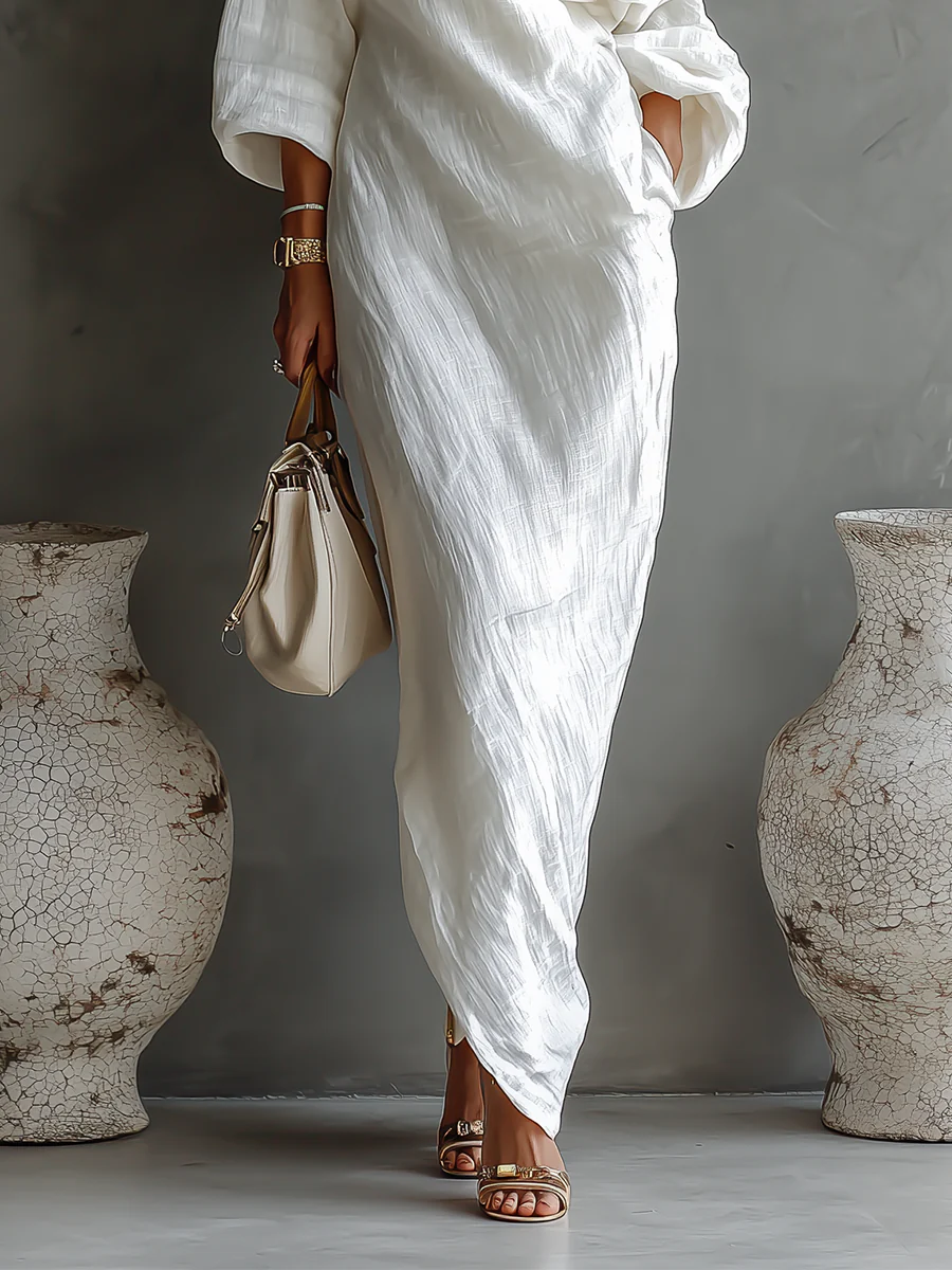 Livia™ — Robe asymétrique fluide élégance naturelle