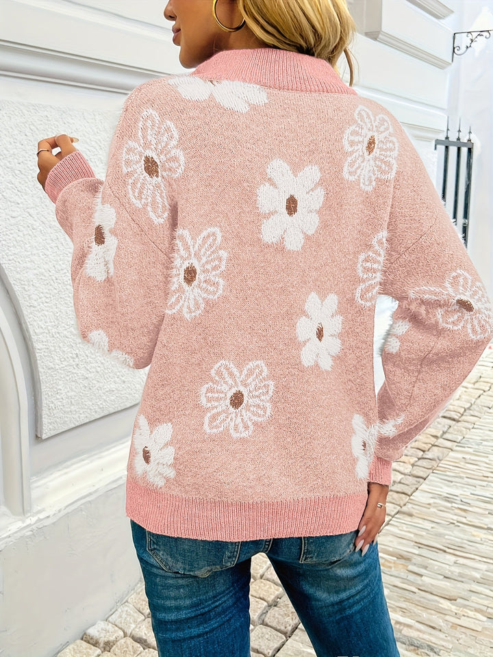 Monique™ – Cardigan fleuri doux intemporel élégant