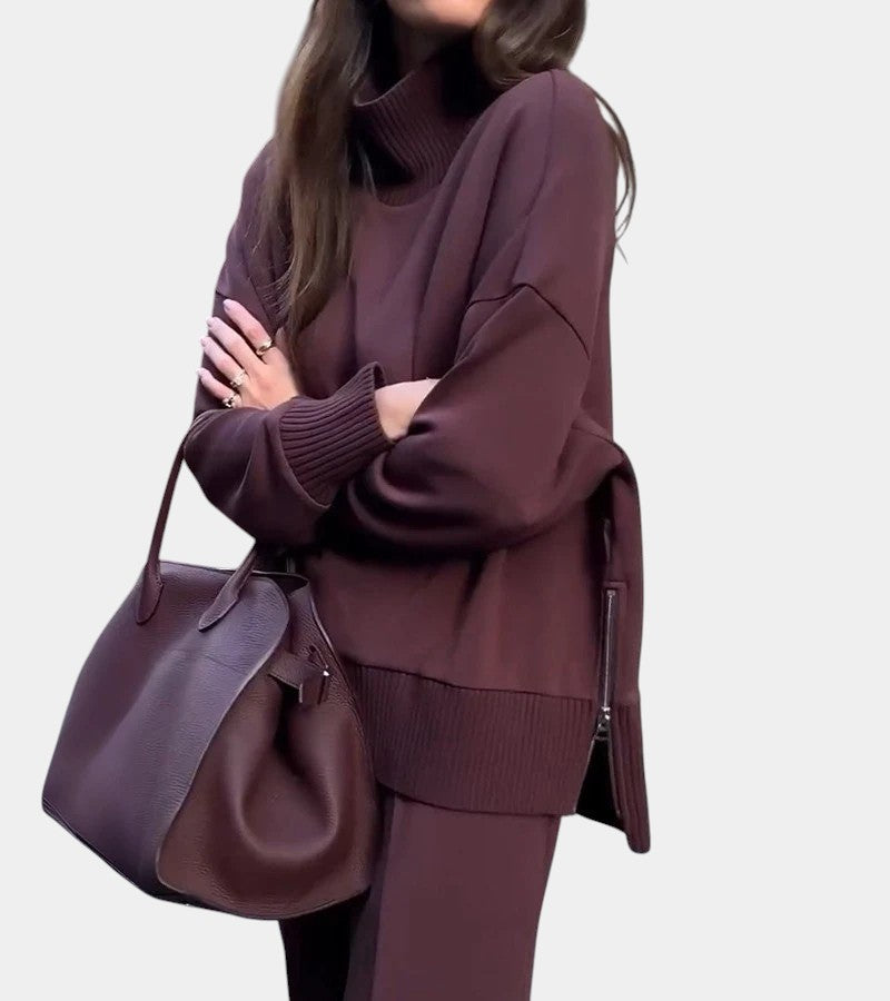 Élodie™ | Ensemble lounge doux deux-pièces : pull avec pantalon assorti