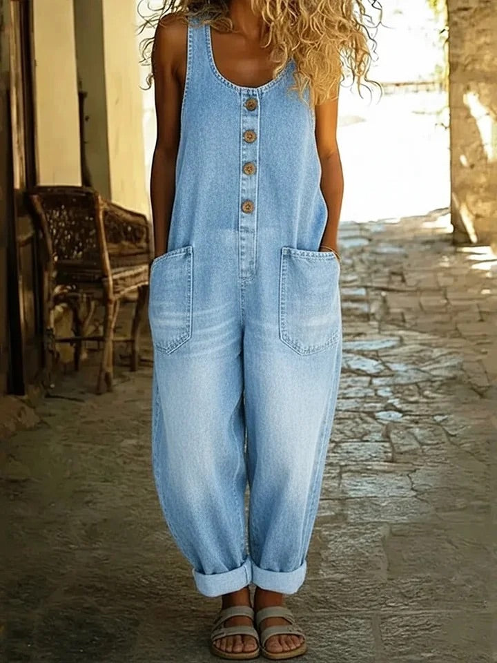 Sylvie | Salopette en denim coton style vintage