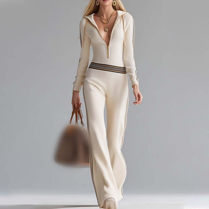 Camille™ — Combinaison tricotée chic sportive rétro